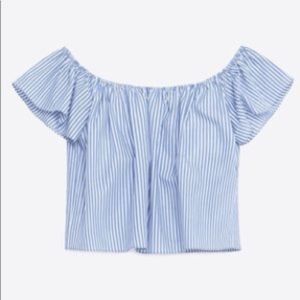 Zara off the shoulder poplin top